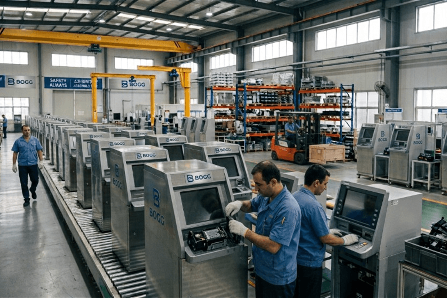 ATM chassis on a manufacturing assembly floor
